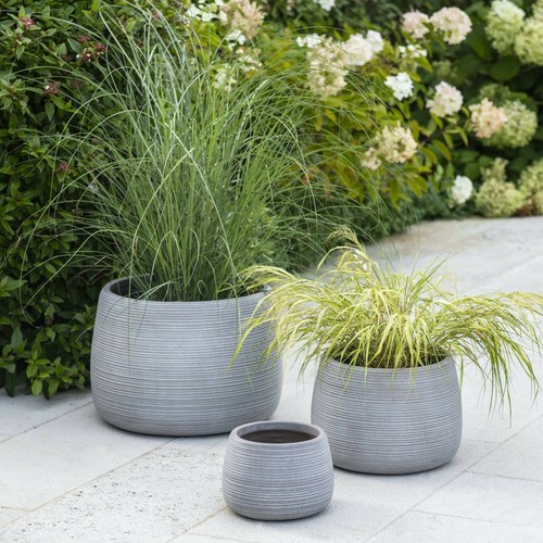 Grey round ridged - grey, clay