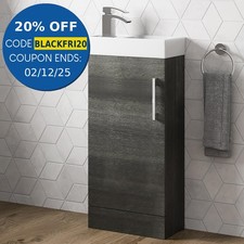 Cloakroom Freestanding Vanity Unit Modern Bathroom Compact Basin Sink Charcoal
