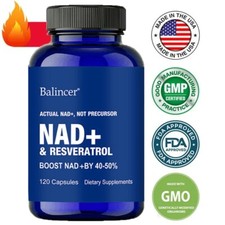 NAD+ Resveratrol 1000mg Anti-Aging Sleep Aid Antioxidant Sports Energy Young