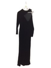 Reiss Women's Jumpsuit Size 8 Black Velvet Asymmetrical Neck Wide Leg Zip New F1