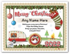 PERSONALIZED CHRISTMAS CERTIFICATE - teardrop travel mini trailer camper - GIFT