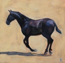 Original Black Horse Oil Painting - 12" x 12" - Equine Art