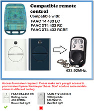 Garage remote control for FAAC T4 433 LC, XT4 433 RC, XT4 433 RCBE 433.92MHz.