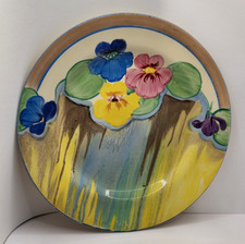 Hard to Find,  Clarice Cliff, Art Deco Bizarre Delecia Pansies, 22 cm Plate VGC 