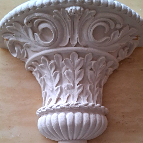 Ornate white plaster corbel - white,