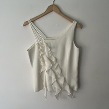 Luis Civit Cream Ruffle Special Occasion Top Wedding Size UK 12 Made In Spain