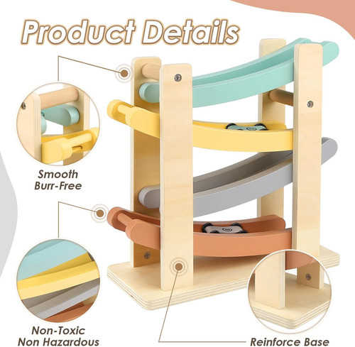 Wooden car ramp toy - toy, 1-2