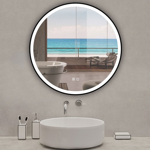 Round led bathroom mirror with - round,