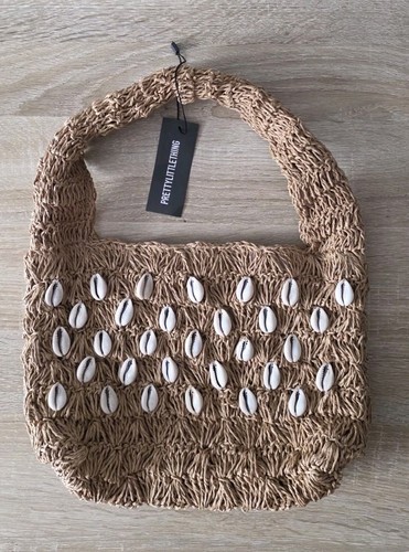 Raffia beige handbag shells - raffia,