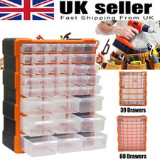 18/39/60 Multi Drawer Organiser Nail Screw Storage Cabinet Unit Garage Tool Box