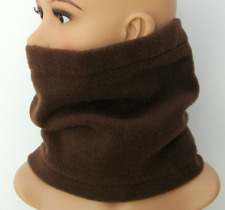 Adult Brown Neck Warmer soft fleece scarf tube buff unisex face mask snood cowl