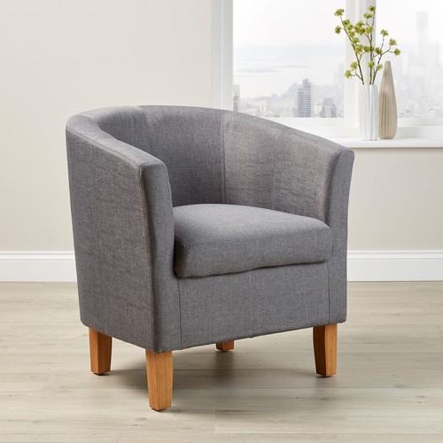 Fabric tub chair - chair, wooden