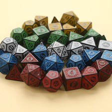 Polyhedral 7-Die Carved Pattern Dice Set D4 D6 D8 D10 D% D12 D20 For Game  Y3