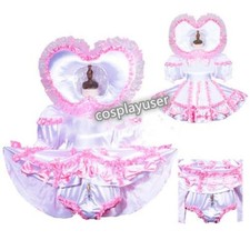 Sissy maid satin dress lockable Uniform cosplay costume