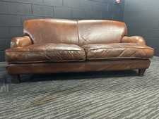 Vintage Real Brown Leather Howard Style 2 Seat Sofa Settee FREE DELIVERY