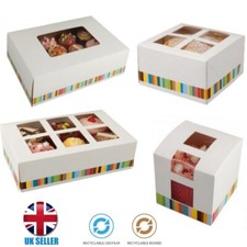 Cupcake Boxes For 1, 4, 6  Cakes - Muffin Cake Box Holder Fairy Cakes Recyclable