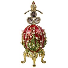 Red Lily of the Valley Faberge Egg Replica Easter Gift