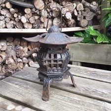 Large Vintage Hanging Table Japanese Pagoda Iron Garden Lantern Tea light Holder