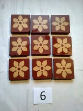 Red & Buff Victorian Geo Encaustic Tiles Craven Dunnill Salvage Flaws 54 x 54 mm