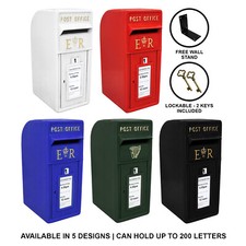 Royal Mail Post Box Cast Iron Pillar ER Floor Stand Mail Wall Mount Postal