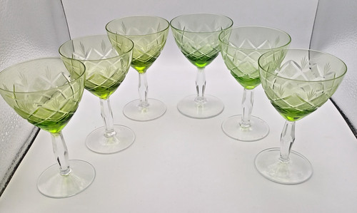 Set cut glass green sherry - 6,