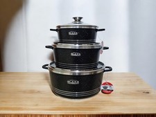 Black Marble 3pc Stockpot Set