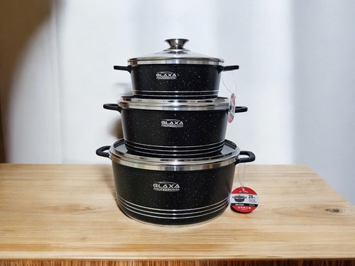 Black marble 3pc stockpot - marble, set