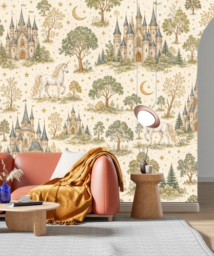 Fairytale castle unicorn toile - castle,