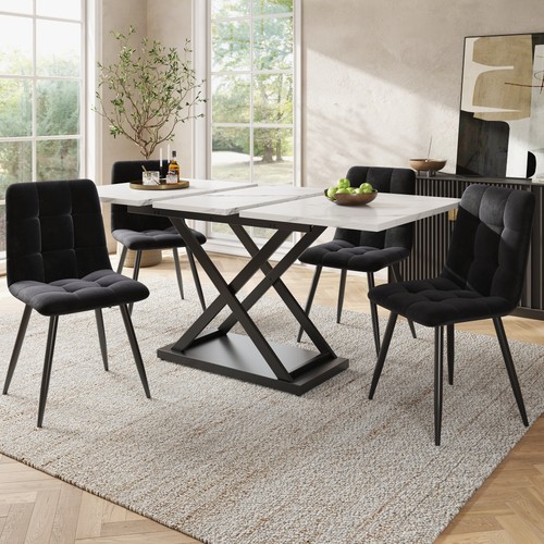 Extendable white marble dining - extendable,