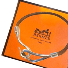HERMES NEW VINTAGE  SINGLE TOUR JUMBO TAN LEATHER SILVER TONE HARDWARE BRACELET