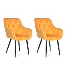 2 Velvet Yellow Dining Chairs