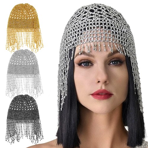 Beaded flapper caps headpiece - beaded,