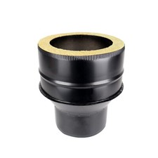 Black Twin Wall Adapter Single Wall Flue Pipe to Twin Wall Multifuel Wood Burner