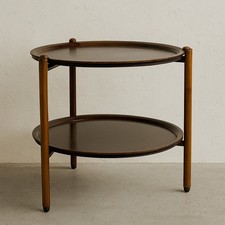 Mid Century Danish Style Vintage Valtray Folding Two Tier Side Table