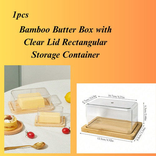 Bamboo butter box with - butter, clear