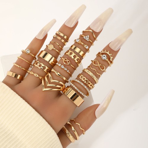 Gold stackable ring set - set, 23