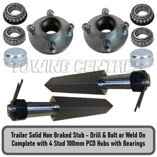 Trailer Stub Axles and Cast Hubs (4 x 100mm PCD) - for use up to 750kg