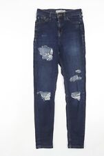 Topshop Womens Blue Cotton Blend Skinny Jeans Size W26 L32