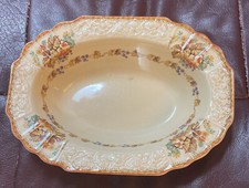 Vintage Myott Staffordshire Embossed Floral 9” Oval Bowl England ART DECO