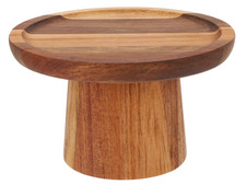 Small Wooden Cake Stand Round Display Riser Rustic Afternoon Tea Cupcake Holder