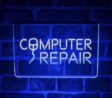 Computer Repair LED Neon Light Sign | Laptop Shop Hanging Window Open Display