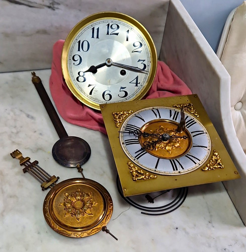 Brass clock parts lot - brass,