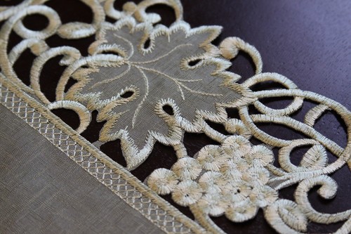 Oval organza embroidered - organza, lace