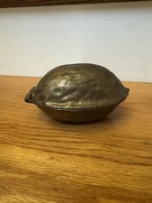 Unique Vintage Bronze Brass Walnut Nut Shaped Ashtray Smoking Tray