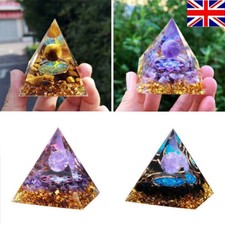 Amethyst Crystal Healing Orgonite Pyramid Obsidians Chakra Energy Orgone Stones