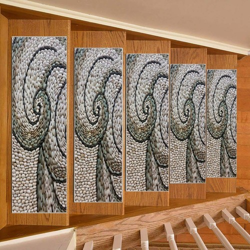 Stone pattern stair rug - stone,