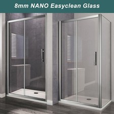 Sliding Shower Door 6/8mm Glass Cubicle Screen Shower Enclosure Side Panel Tray