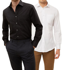 Mens Shirt Long Sleeves Black White Formal Office Wedding Party Work Tops PL 3
