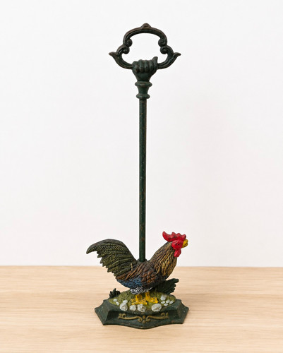 Painted iron rooster door stop - iron,