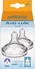 Dr. Brown’s Options+ Baby Bottle Teats, Level 4, Wide-Neck, pack of 2